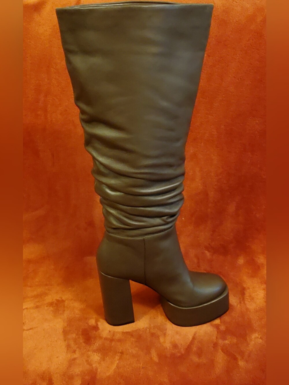 NEW Women's Dark Brown Leather Tall Platform Boots